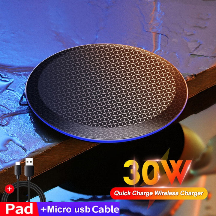 30W Fast Wireless Charging Pad for iPhone & Samsung