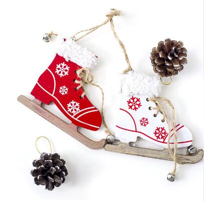 Wooden Christmas Sled Boots for Snowflake Holiday Decor
