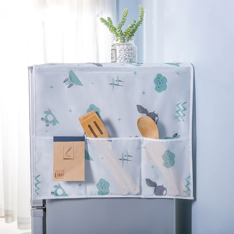 Fridge Top Dust Cover, Waterproof with Storage Pockets
