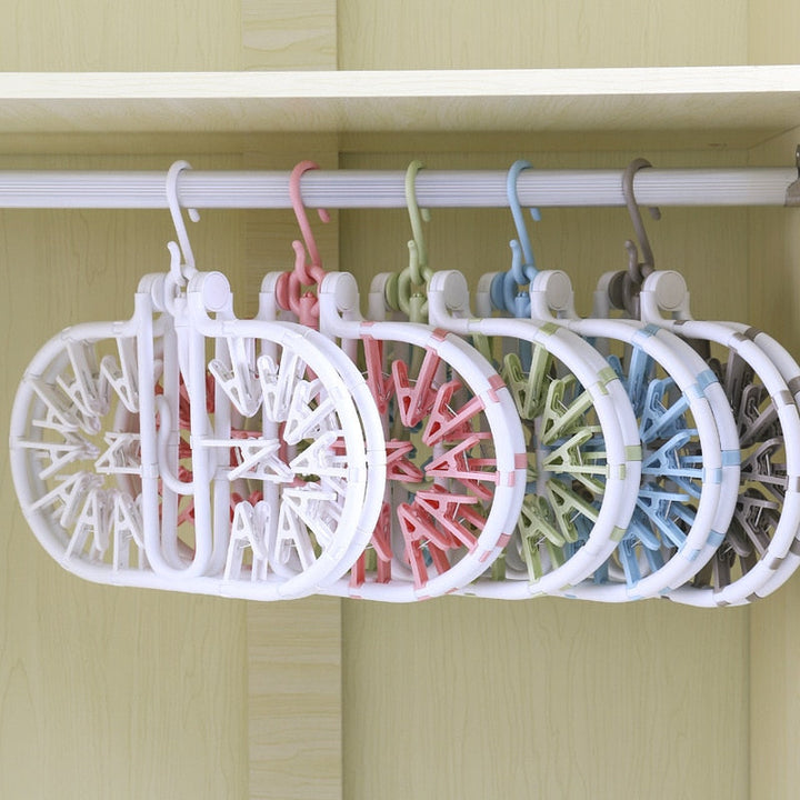 Foldable 32-Clip Underwear Drying Rack for Small Laundry