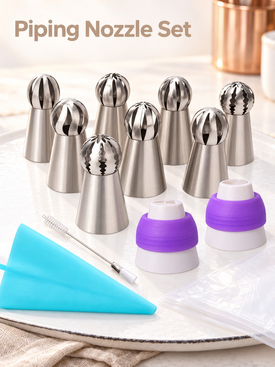 32-Piece Piping Nozzle Set for Rosette Cupcakes