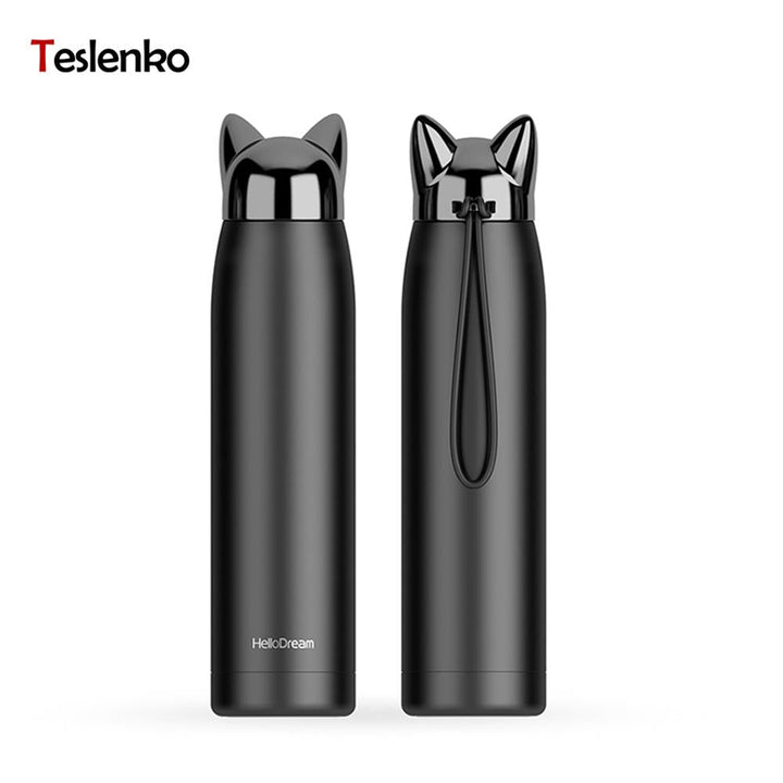Insulated Water Bottle 320ml, Cute Cat Ear Stainless Steel