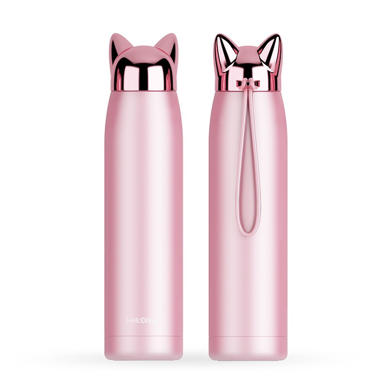 Insulated Water Bottle 320ml, Cute Cat Ear Stainless Steel