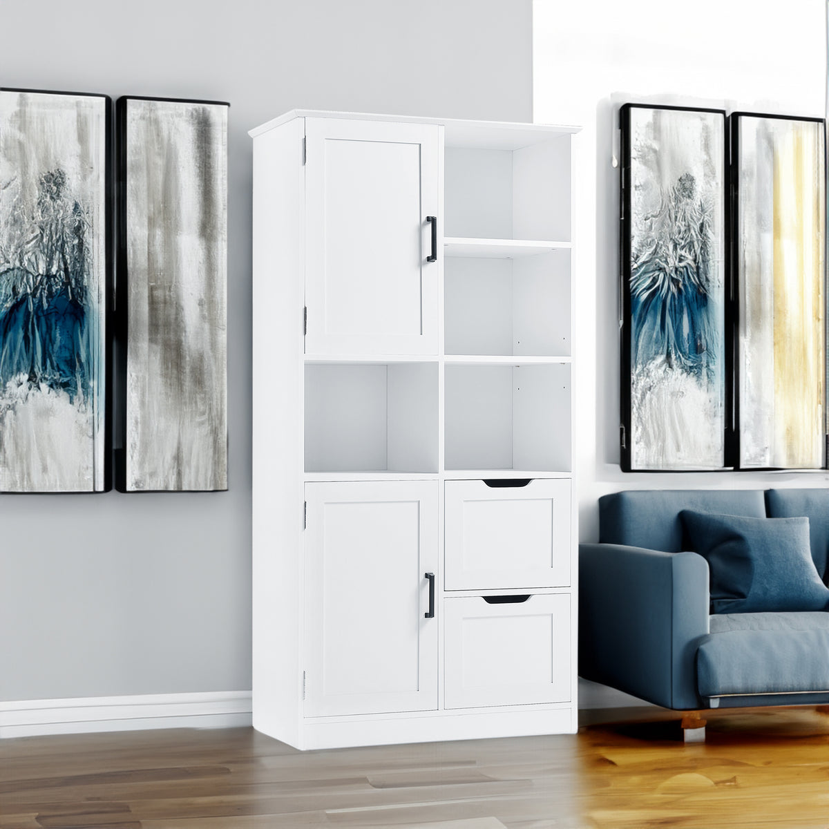 Bathroom Storage Cabinet with Doors, Drawers & Shelves