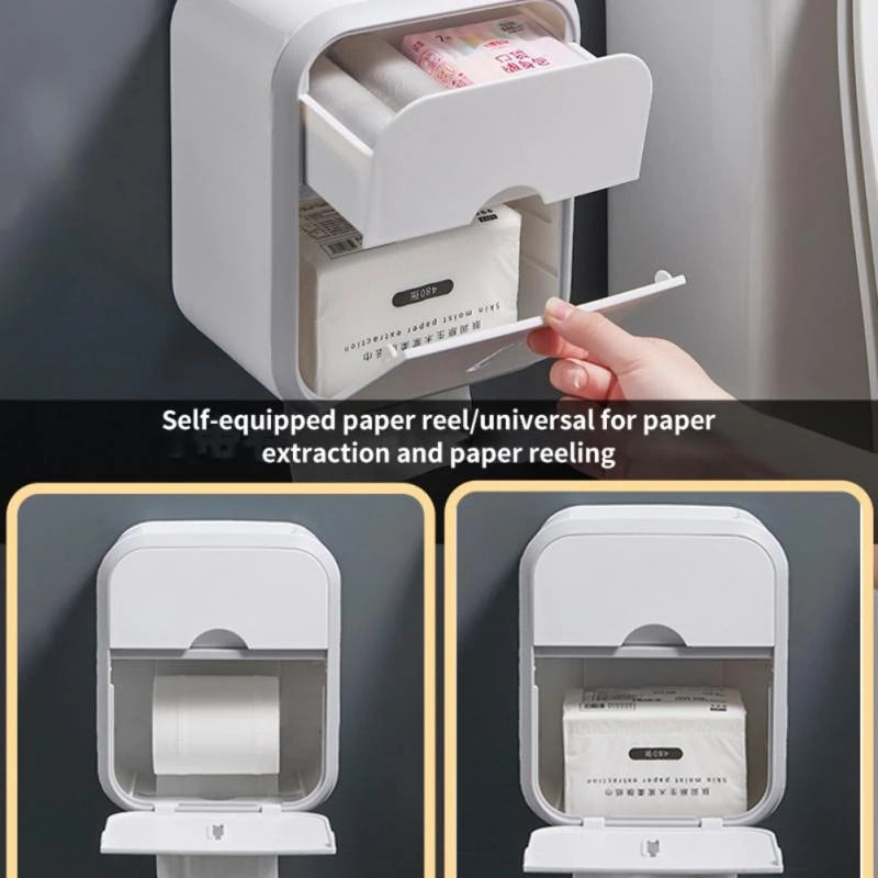 Punch-Free Toilet Paper Holder Waterproof Wall Box