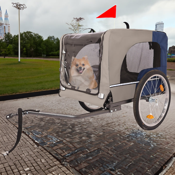 Breathable Dog Bike Trailer with Safety Flag & Reflectors