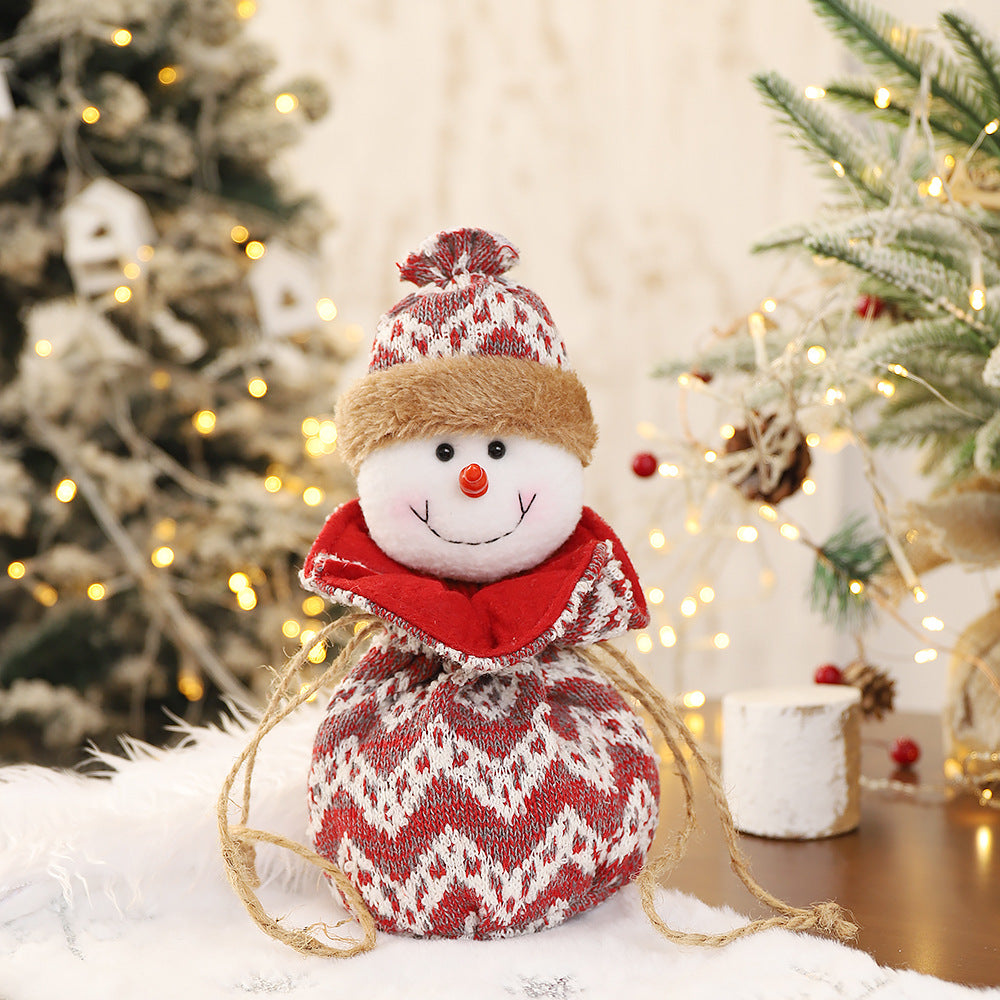 Knitted Christmas Character Gift Bags, 3-Piece Set