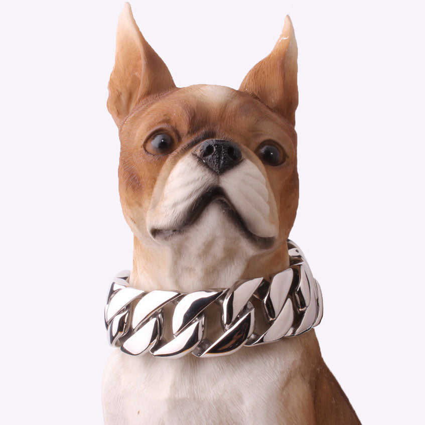 32mm Cuban Link Dog Collar - Bold Gold Steel Chain