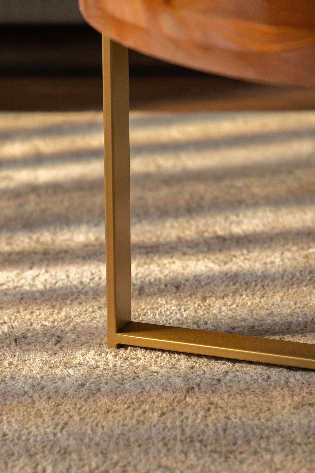 Modern Retro Round Coffee Table with Gold Cross Legs