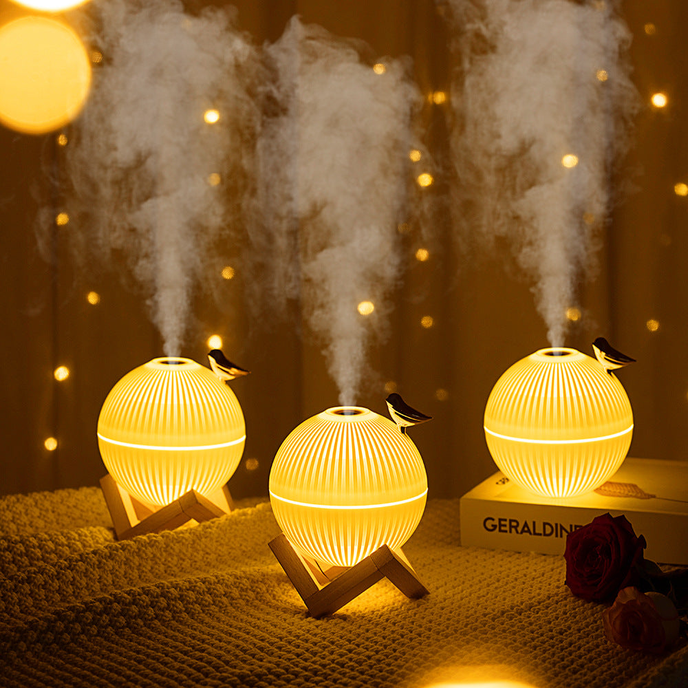 Mini USB Humidifier with Warm LED Night Light Decor