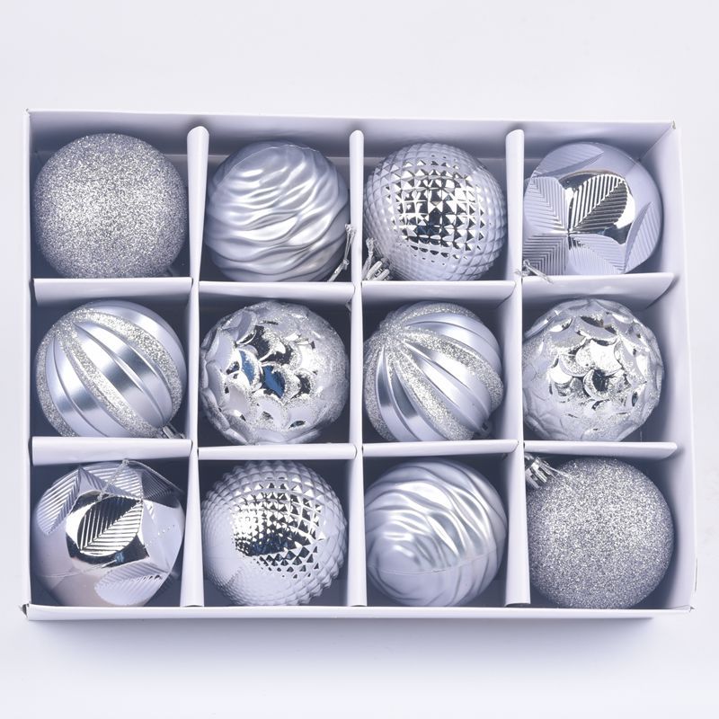 Christmas Tree Ornaments 12-Piece Glitter Bauble Set