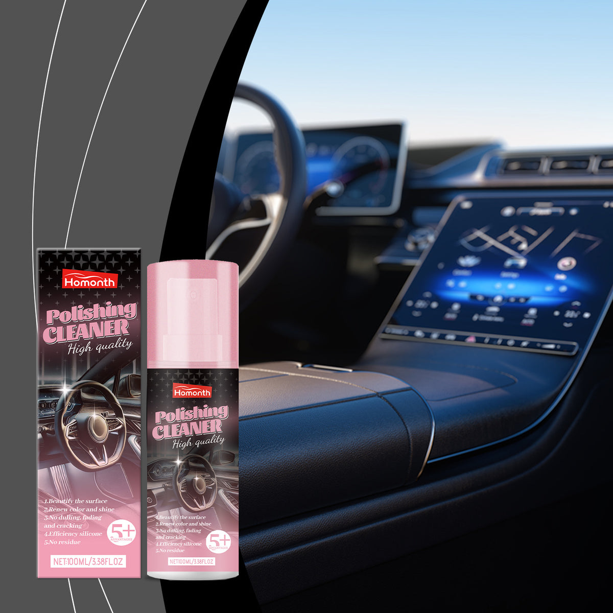 Car Interior Cleaner & Polish for Plastic and Leather