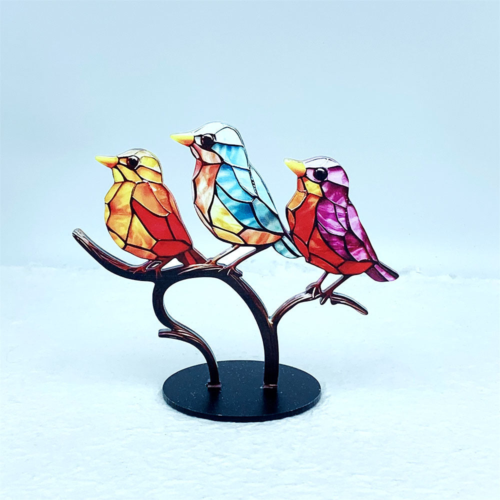 Bird Sculpture Decor – Colorful Nature Tabletop Accent