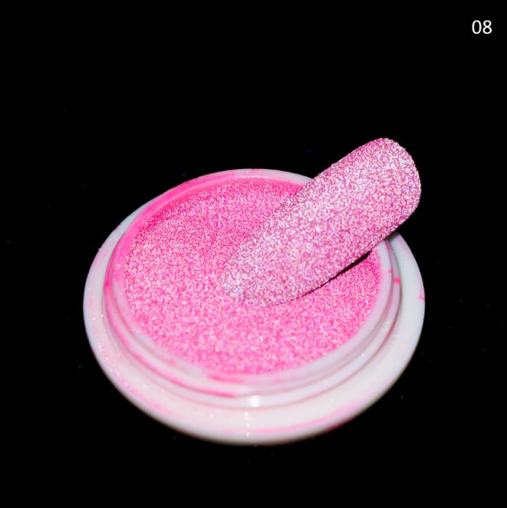 Reflective Nail Glitter Powder — Glow-in-the-Dark Disco Shine