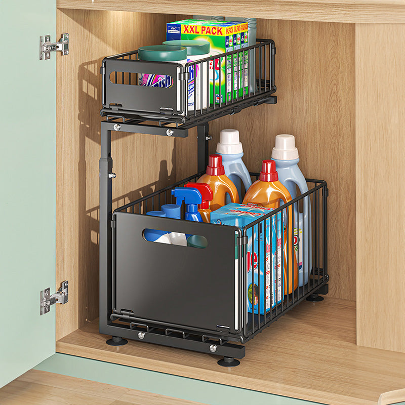 Two-Tier Pull-Out Under-Sink Organizer with Slide Basket