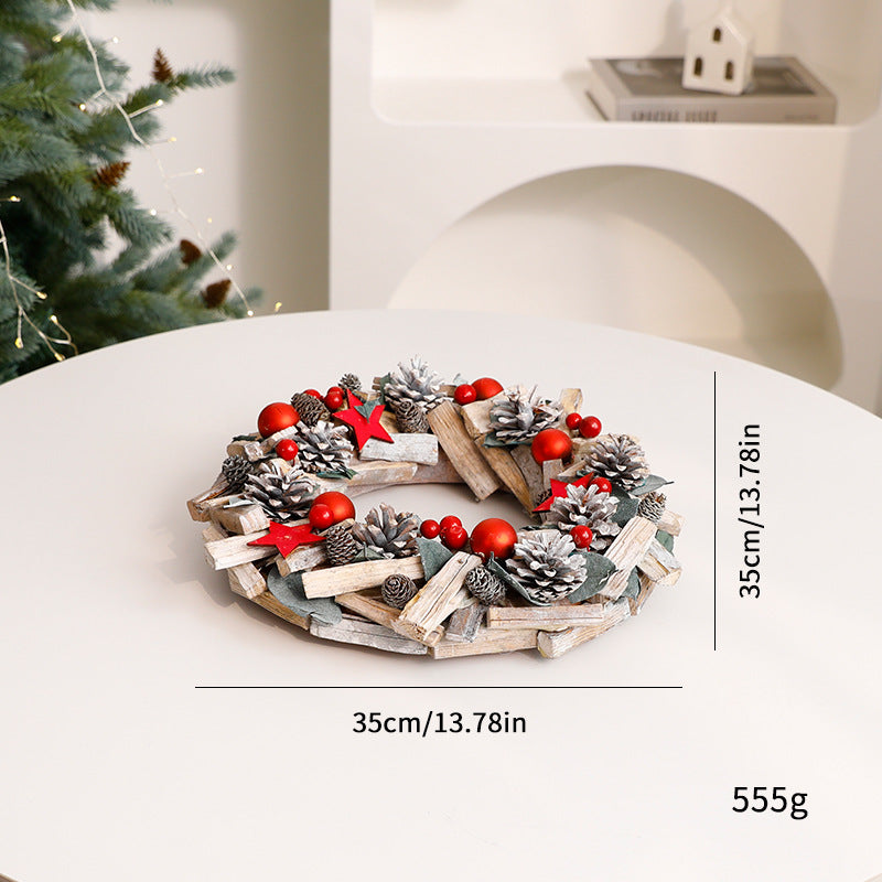 Rustic Christmas Wreath & Tabletop Tree Decor Set