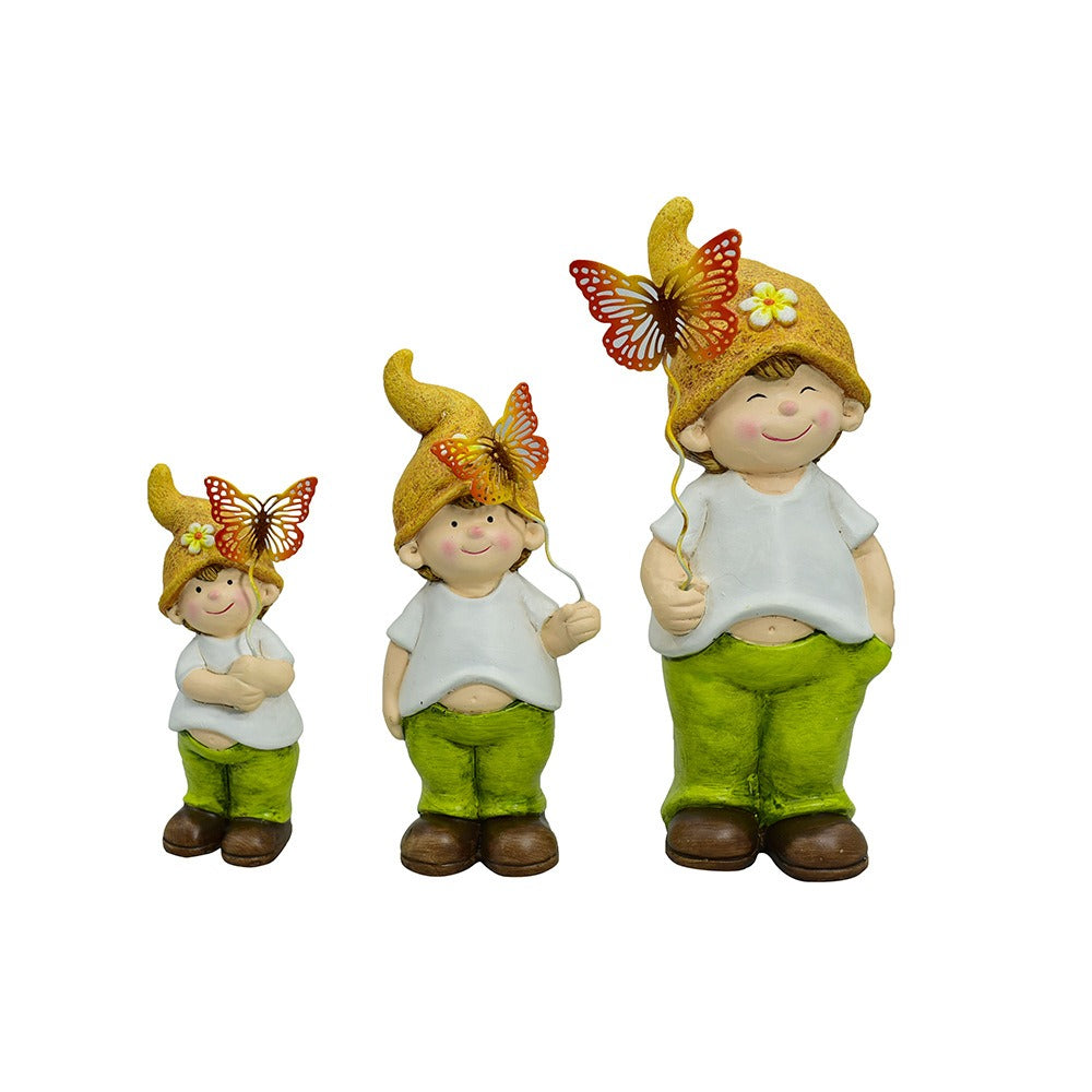 Garden Dwarf Ceramic Figurines Set of 3 for Outdoors