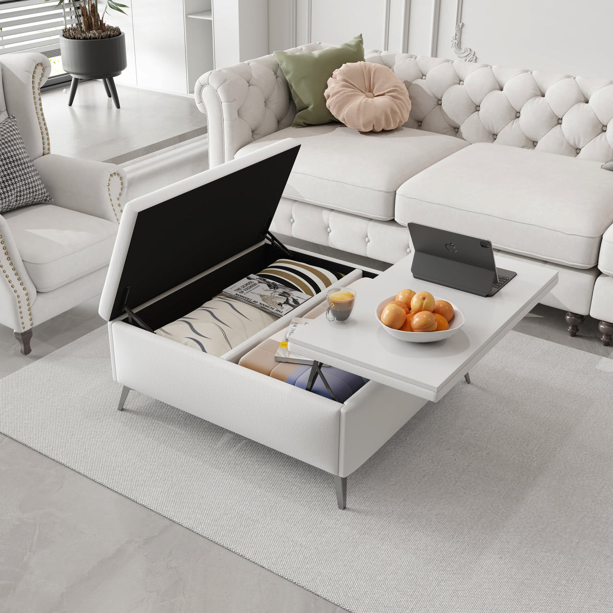 Storage Coffee Table Ottoman with Lift Top, 35 Inch