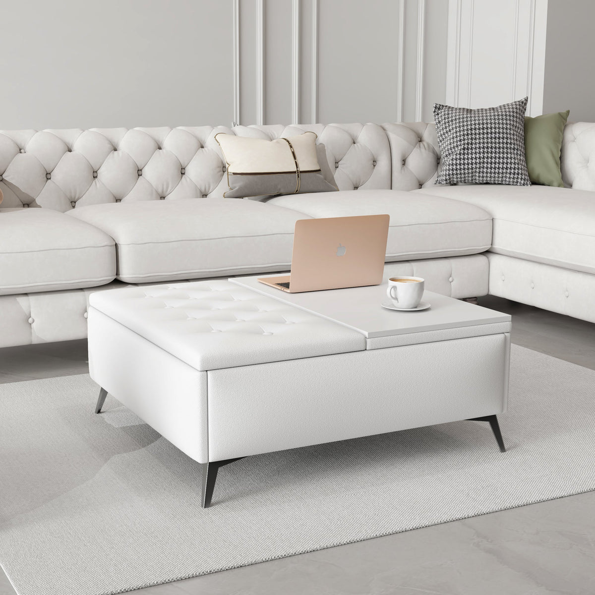 Storage Coffee Table Ottoman with Lift Top, 35 Inch