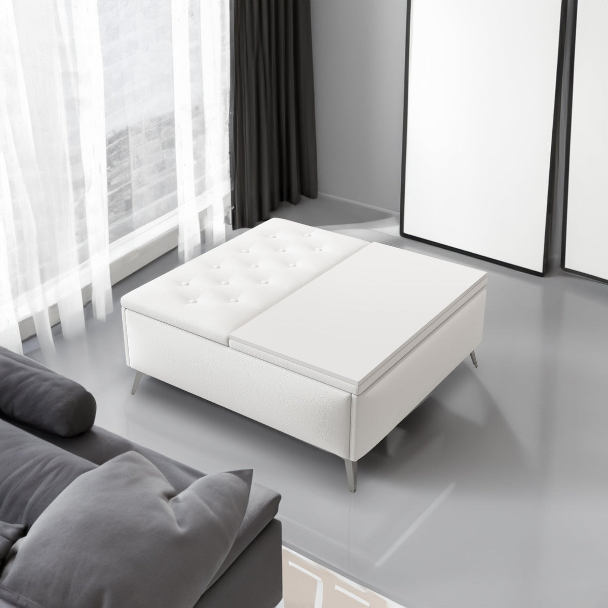 Storage Coffee Table Ottoman with Lift Top, 35 Inch