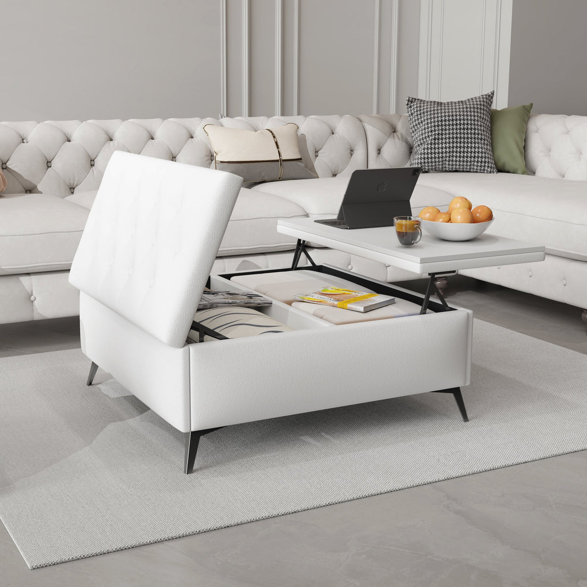 Storage Coffee Table Ottoman with Lift Top, 35 Inch