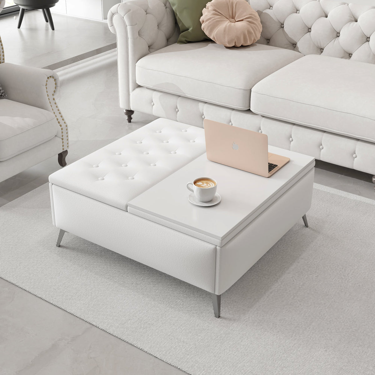 Storage Coffee Table Ottoman with Lift Top, 35 Inch