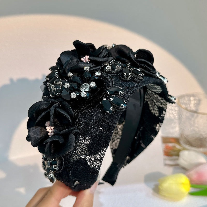 Handmade Floral Headband With Rich Jewel-Tone Sparkle