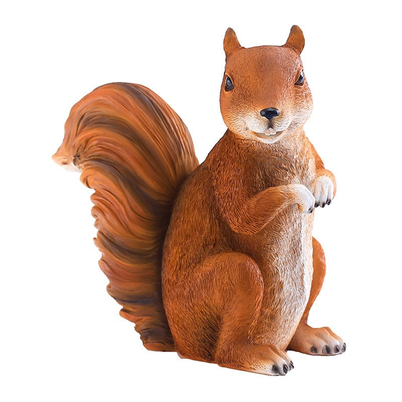Garden Squirrel Statue, Hand-Painted Resin Decor for Patios