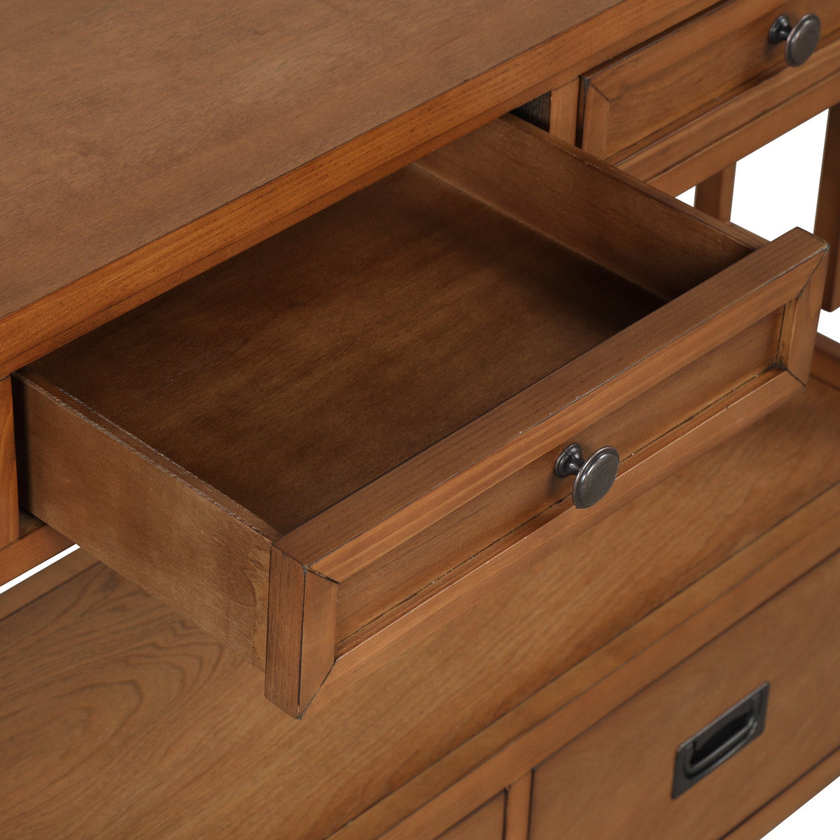 Farmhouse Pine Entryway Console Table with 4 Drawers