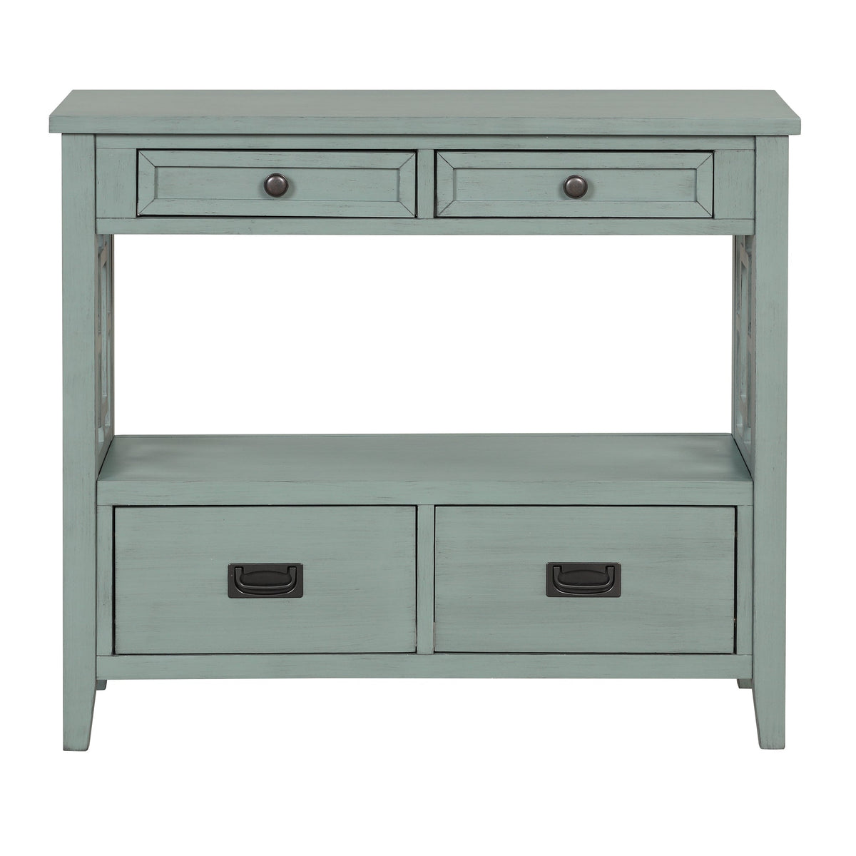 Farmhouse Entryway Console Table with Drawers, Retro Blue