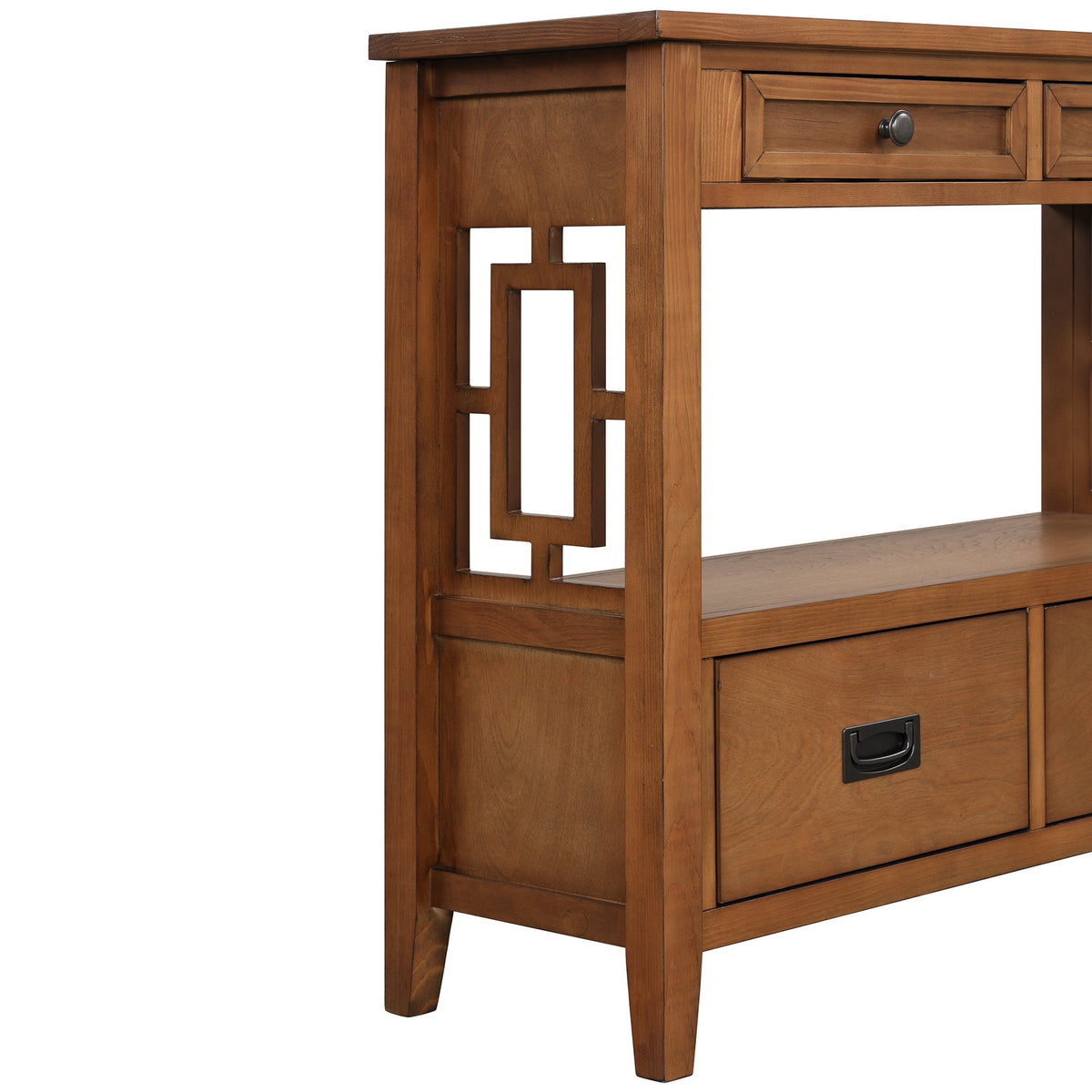 Farmhouse Pine Entryway Console Table with 4 Drawers
