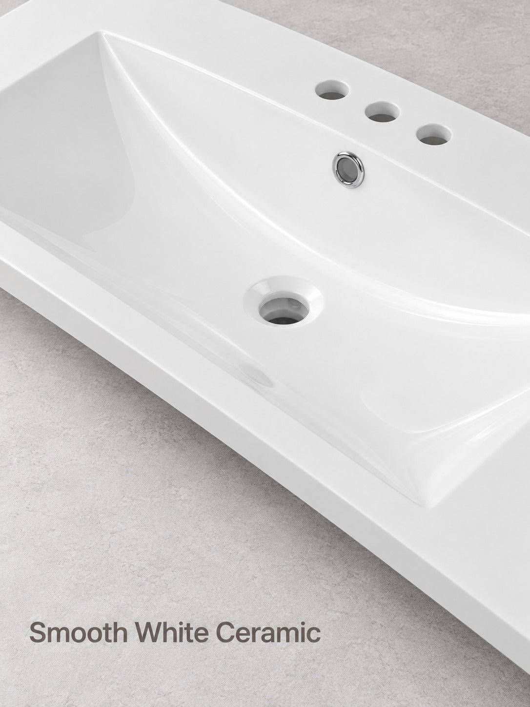 36 Inch Bathroom Vanity Top with White Ceramic Basin
