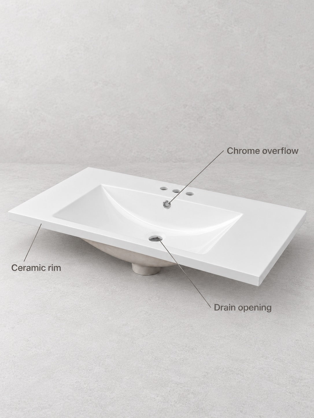 36 Inch Bathroom Vanity Top with White Ceramic Basin