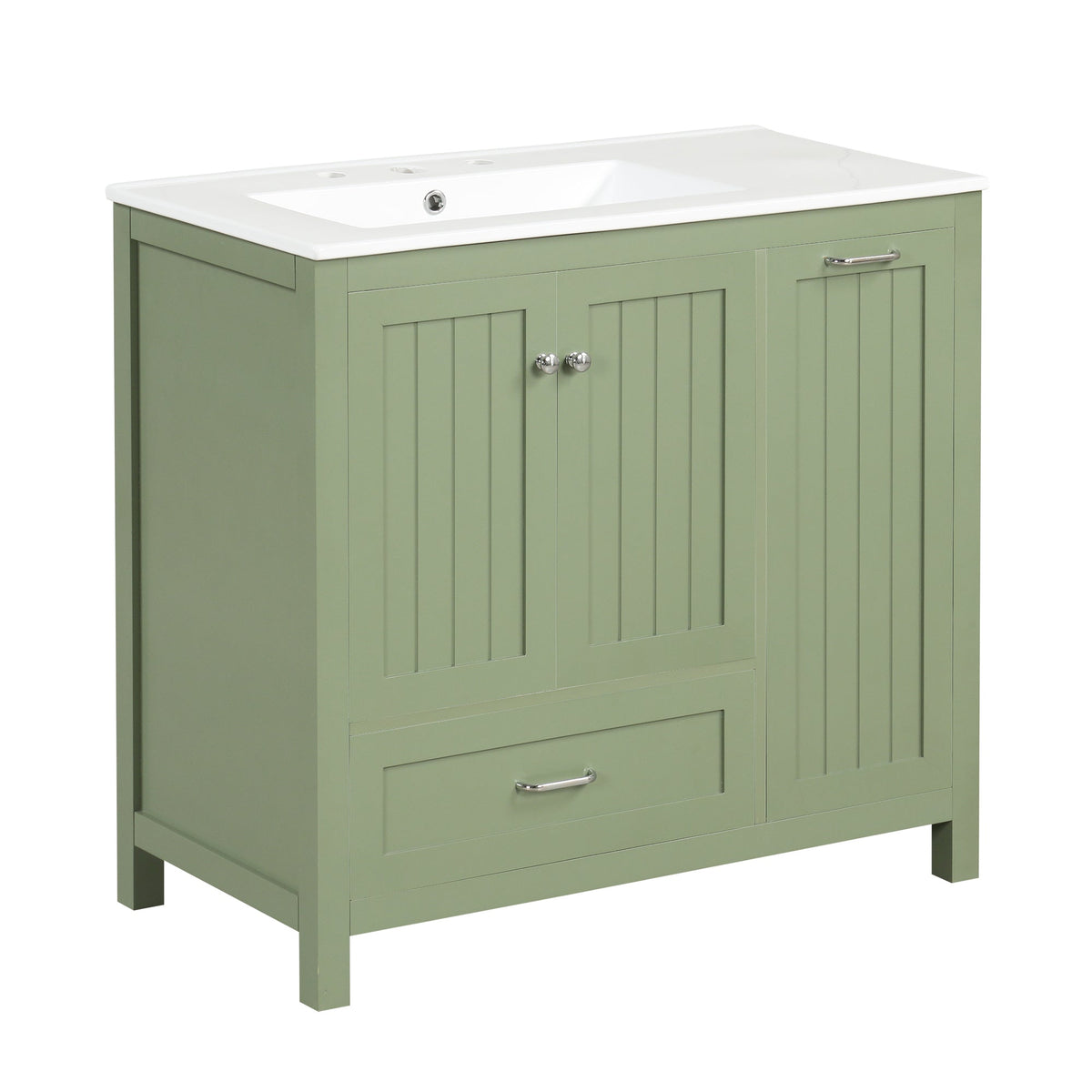 36 Inch Sage Green Bathroom Vanity with Sink and Storage