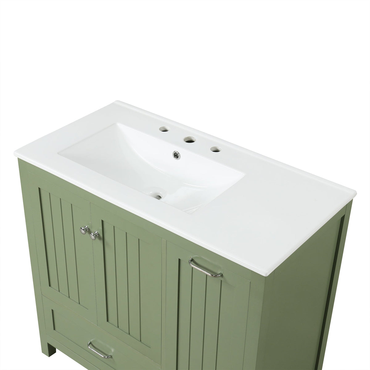 36 Inch Sage Green Bathroom Vanity with Sink and Storage
