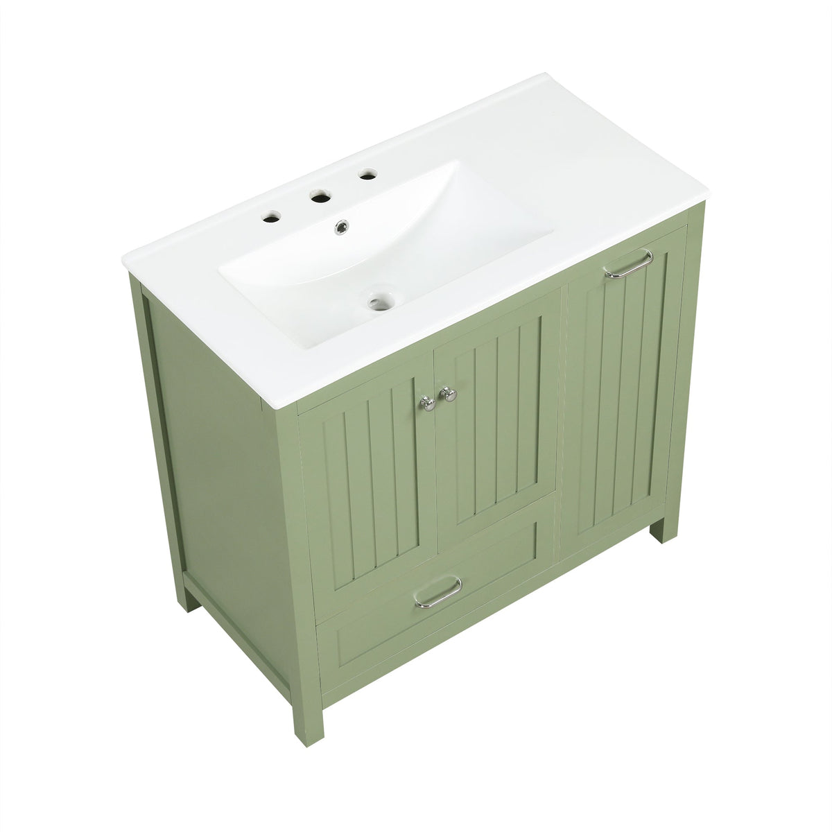 36 Inch Sage Green Bathroom Vanity with Sink and Storage