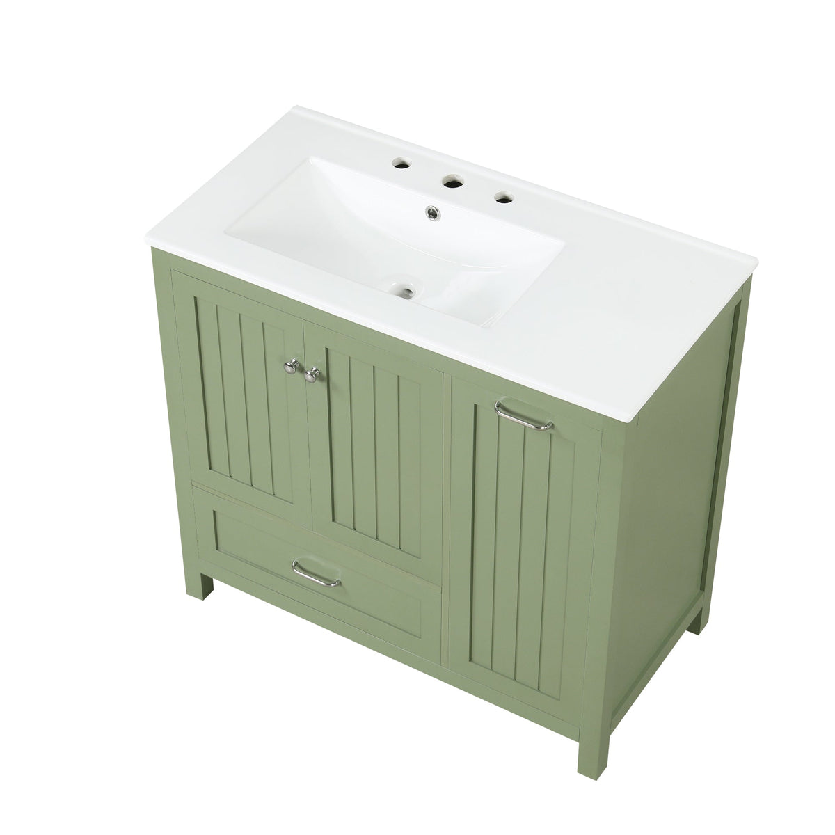 36 Inch Sage Green Bathroom Vanity with Sink and Storage