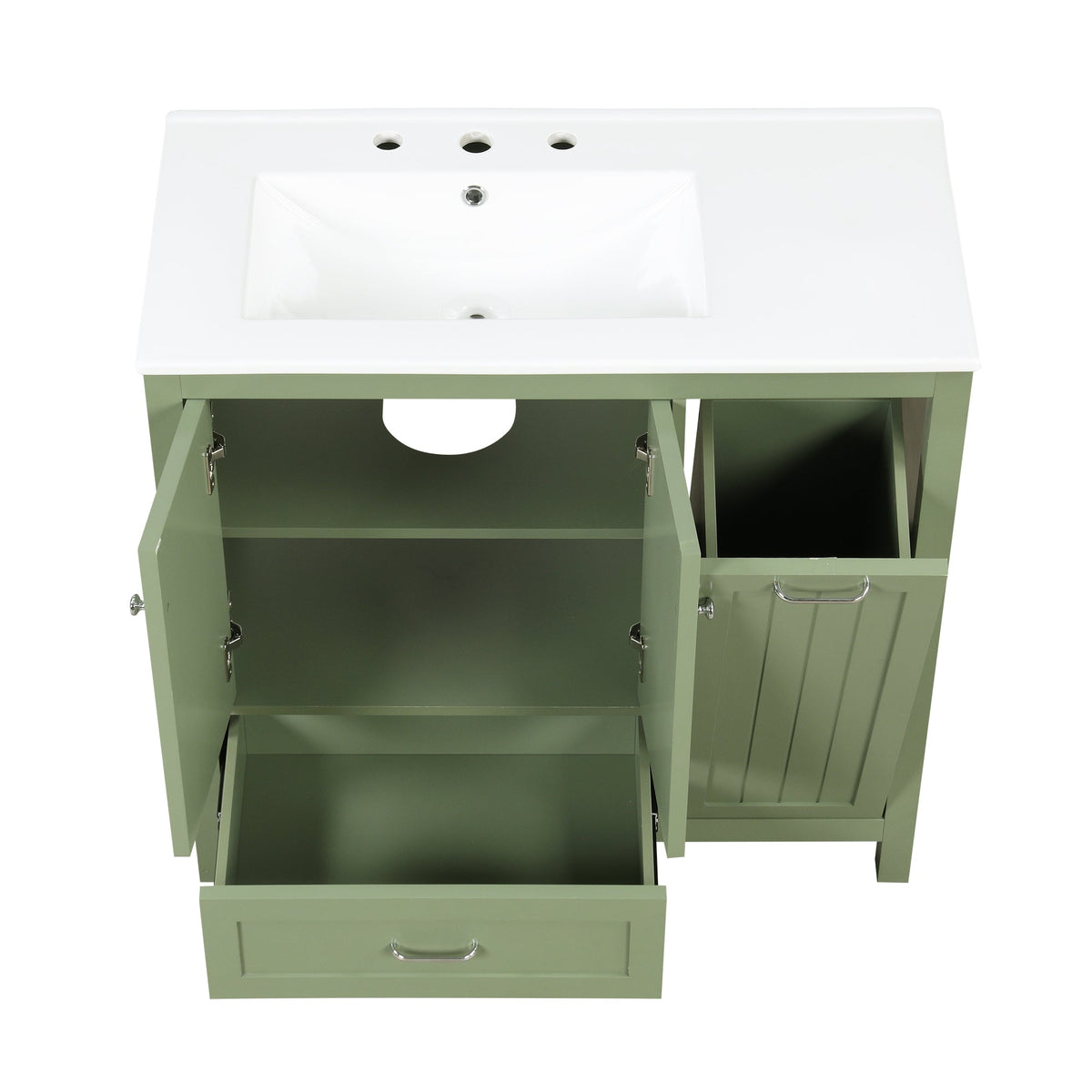 36 Inch Sage Green Bathroom Vanity with Sink and Storage