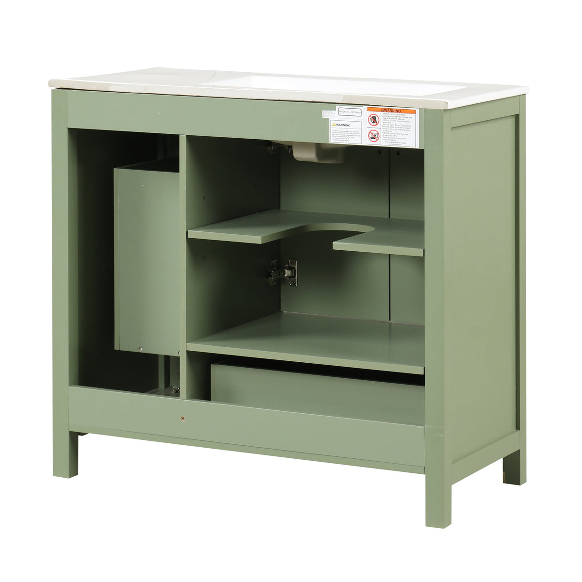 36 Inch Sage Green Bathroom Vanity with Sink and Storage