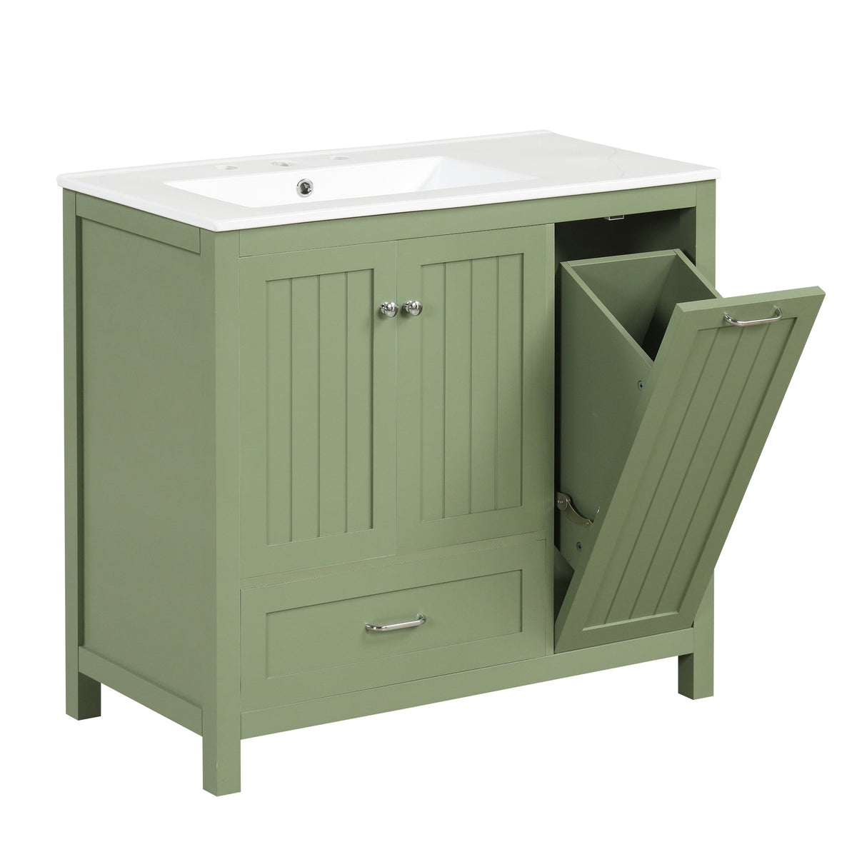 36 Inch Sage Green Bathroom Vanity with Sink and Storage