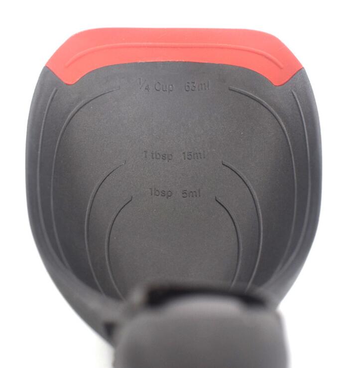 Silicone Long Handle Spoon With Ladle and Measuring Scales