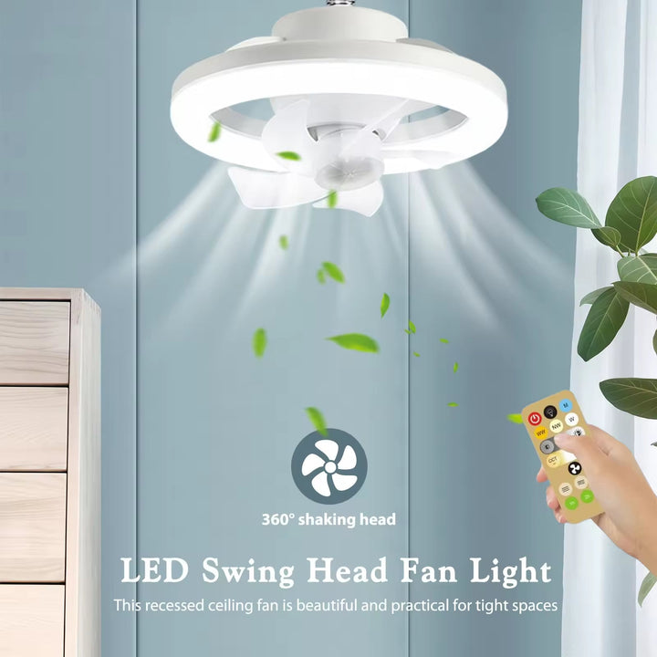 Ceiling Fan Light With 360° Airflow & Dimmable LED