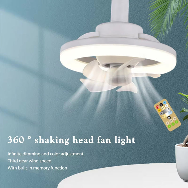 Ceiling Fan Light With 360° Airflow & Dimmable LED