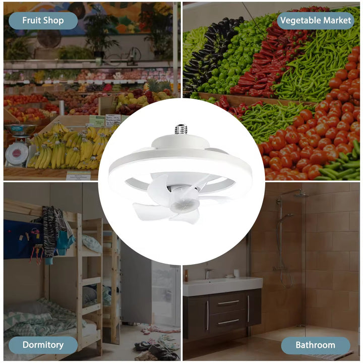 Ceiling Fan Light With 360° Airflow & Dimmable LED