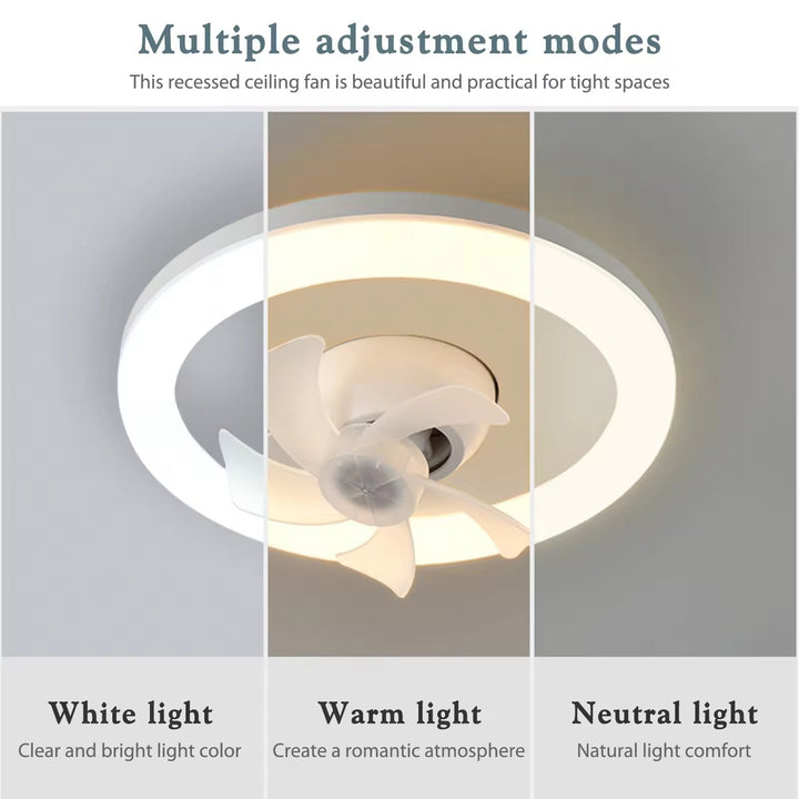 Ceiling Fan Light With 360° Airflow & Dimmable LED