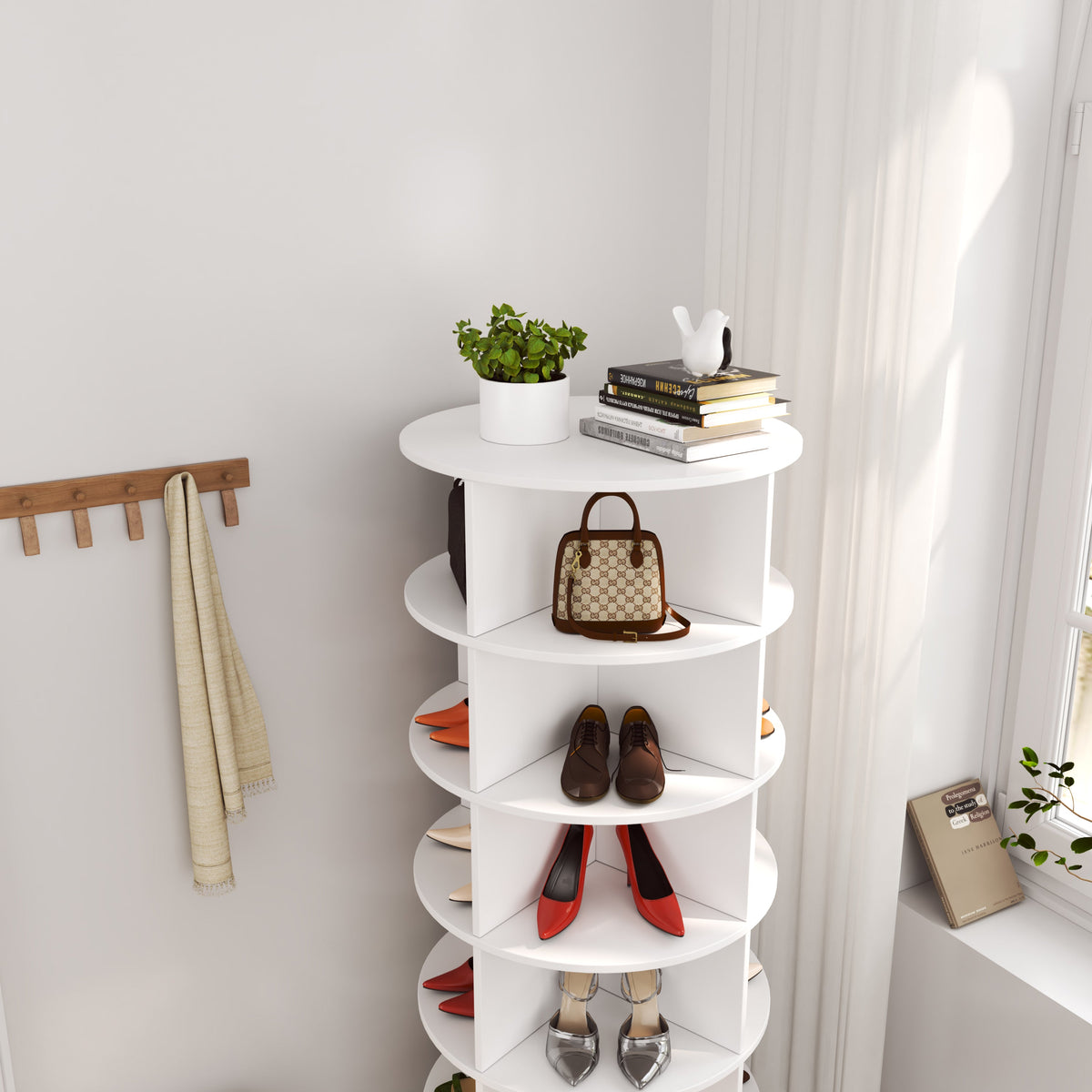360 Rotating Shoe Cabinet with 6 Tiers for Entryways