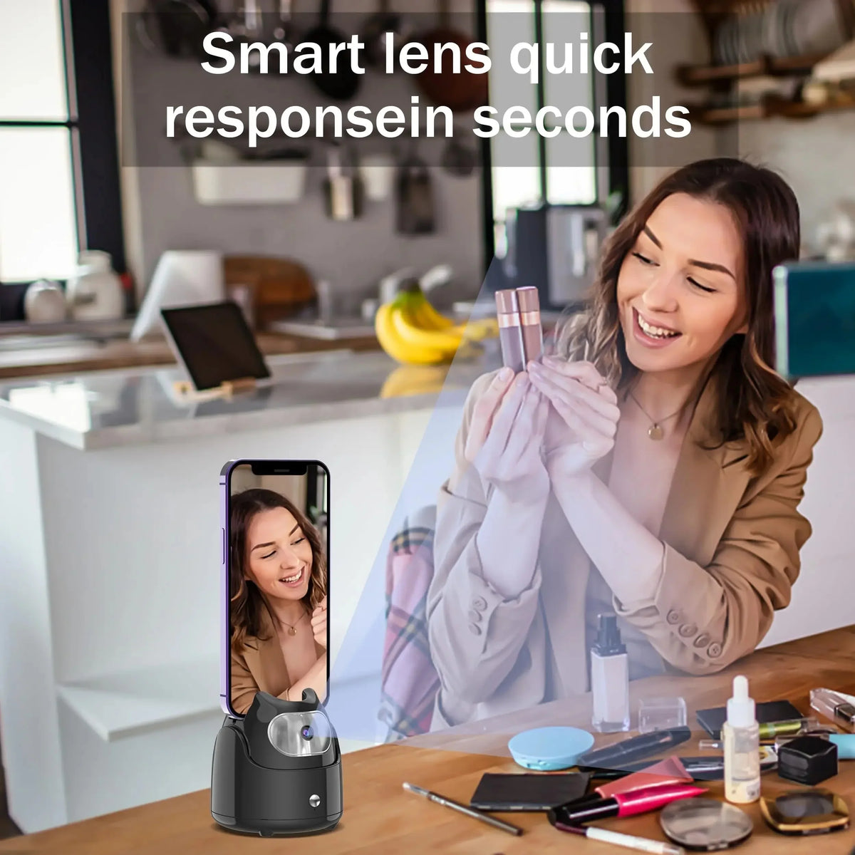 AI Face Tracking Phone Holder with 360° Rotation, No App