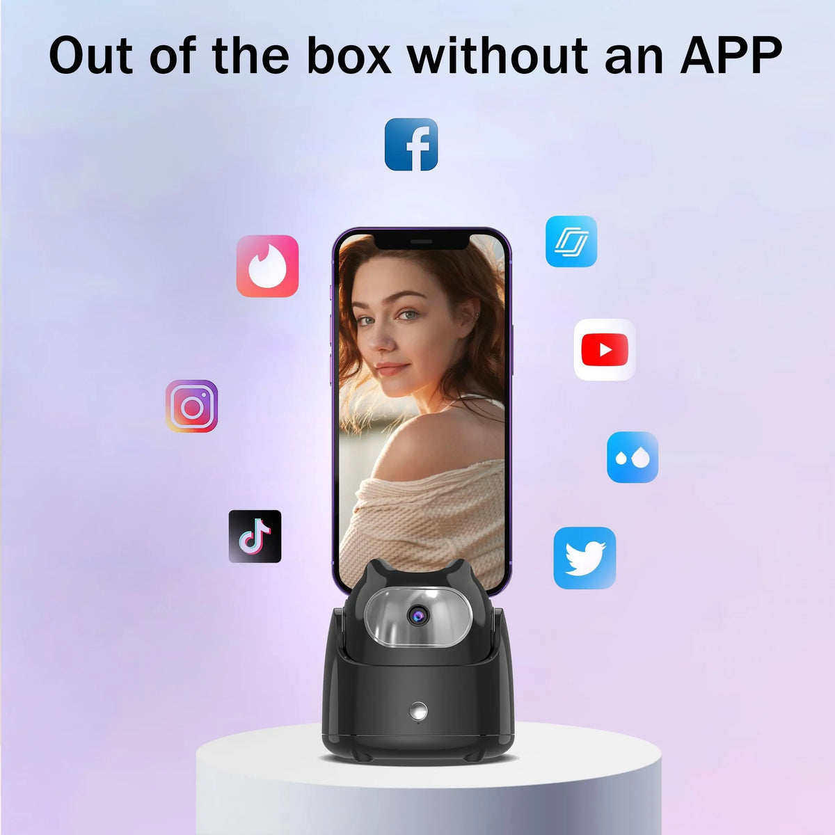 AI Face Tracking Phone Holder with 360° Rotation, No App