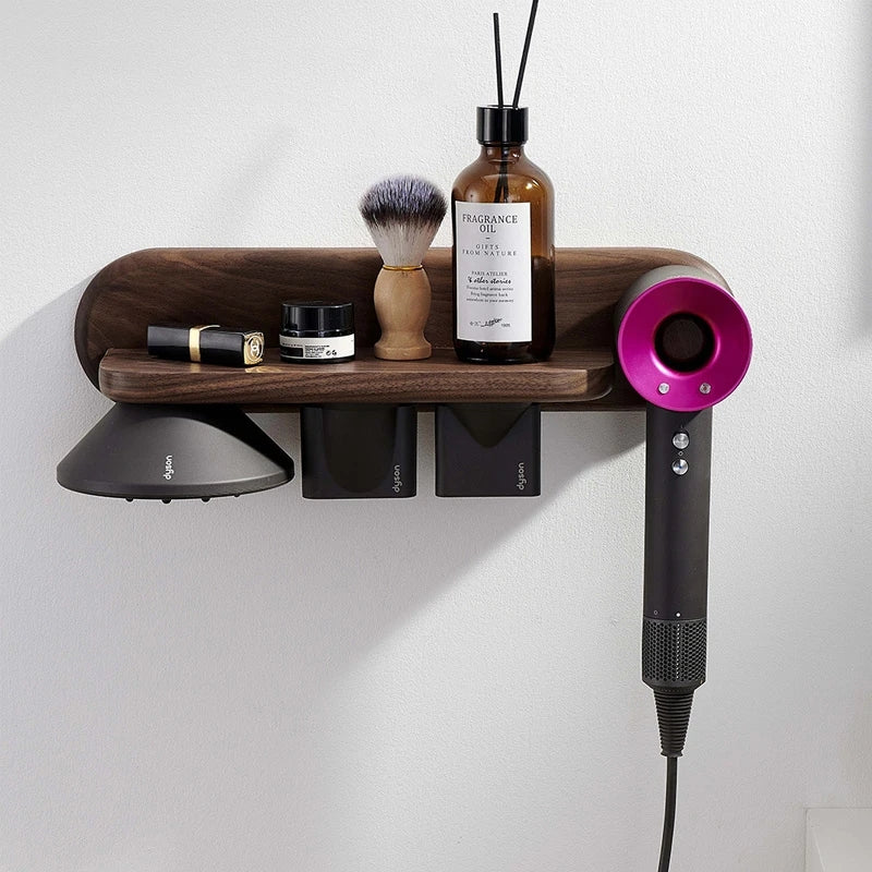 Walnut Wall Mount Hair Dryer Holder for Dyson Supersonic