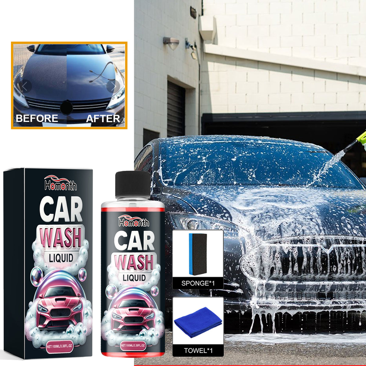 Car Wash Liquid for Brighter, Cleaner Vehicle Paint